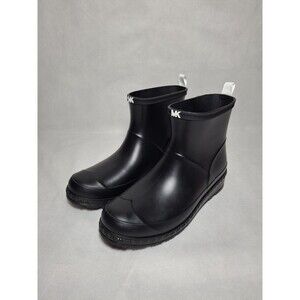 Michael Kors Womens Mac Rainbootie Black Optic White Size 10 Excellent Condition